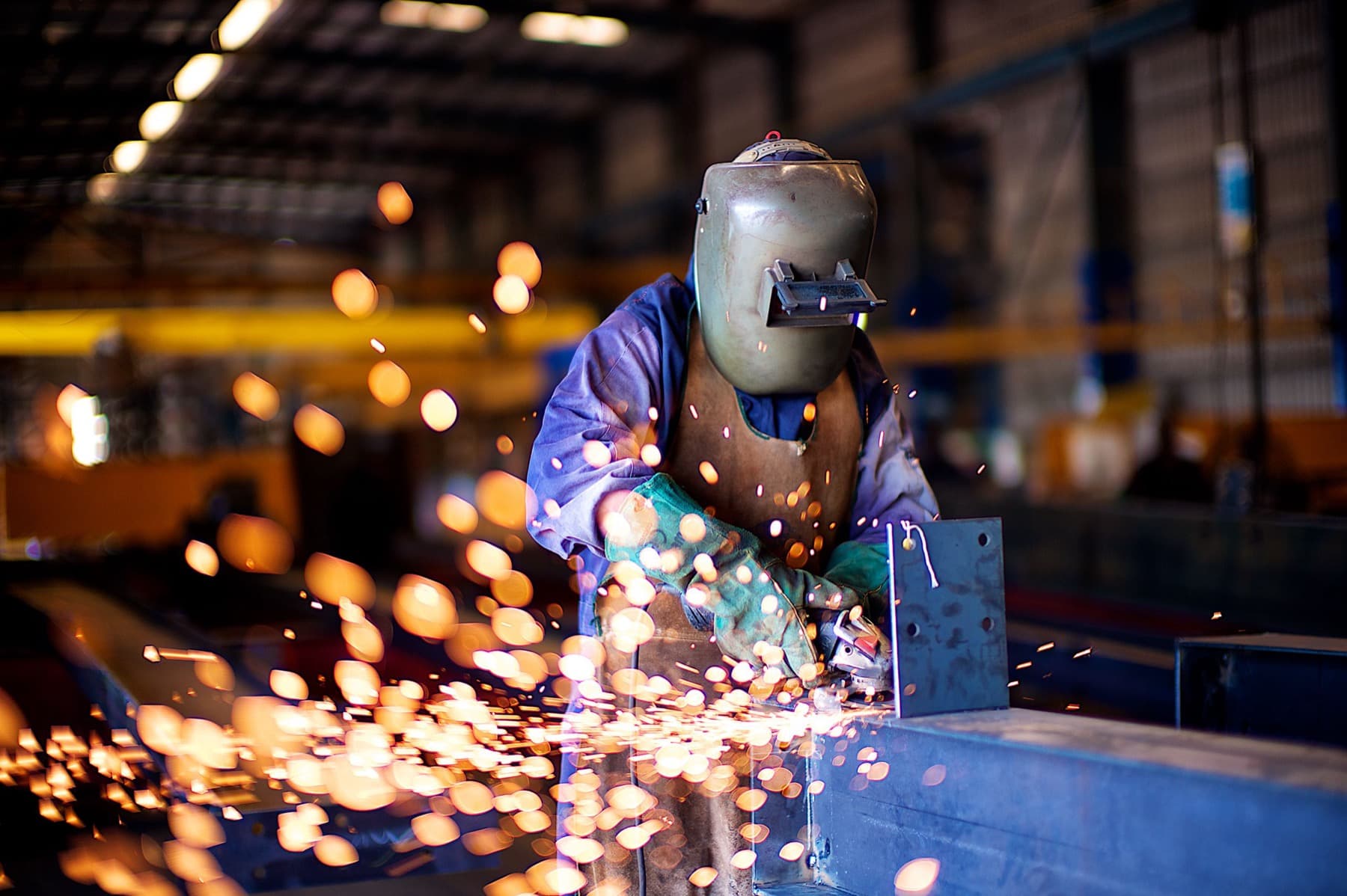 Welding work during steel fabrication